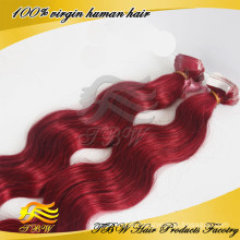 Tape In Remy Real Human Straight Hair Extensions Red